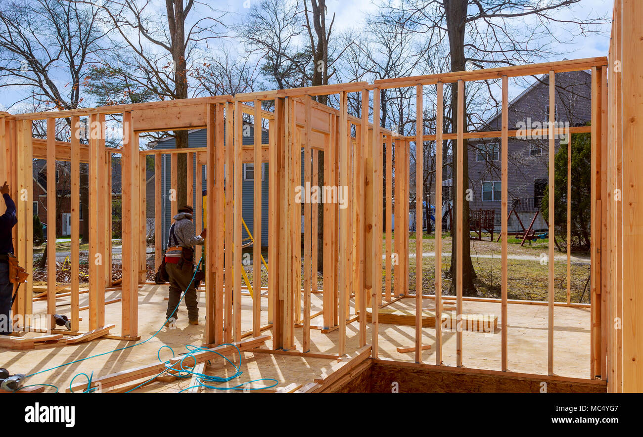 Interior Framing Of A New House Under Construction Framing