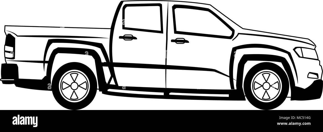 Pick up truck on black and white Stock Vector Image & Art Alamy