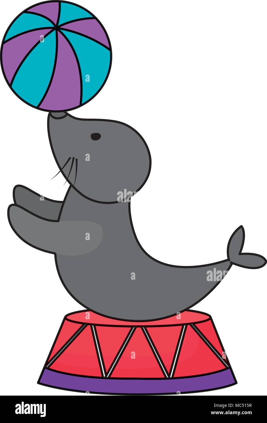 circus seal with a ball over white background, colorful design. vector  illustration Stock Vector Image & Art - Alamy