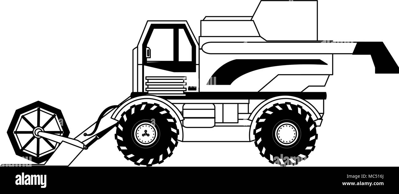 Farm tractor vehicle on black and white Stock Vector Image & Art - Alamy