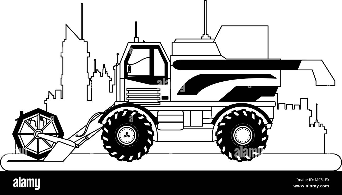 Farm tractor vehicle on black and white Stock Vector Image & Art - Alamy
