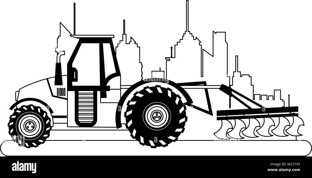 Farm tractor vehicle on black and white Stock Vector Image & Art - Alamy