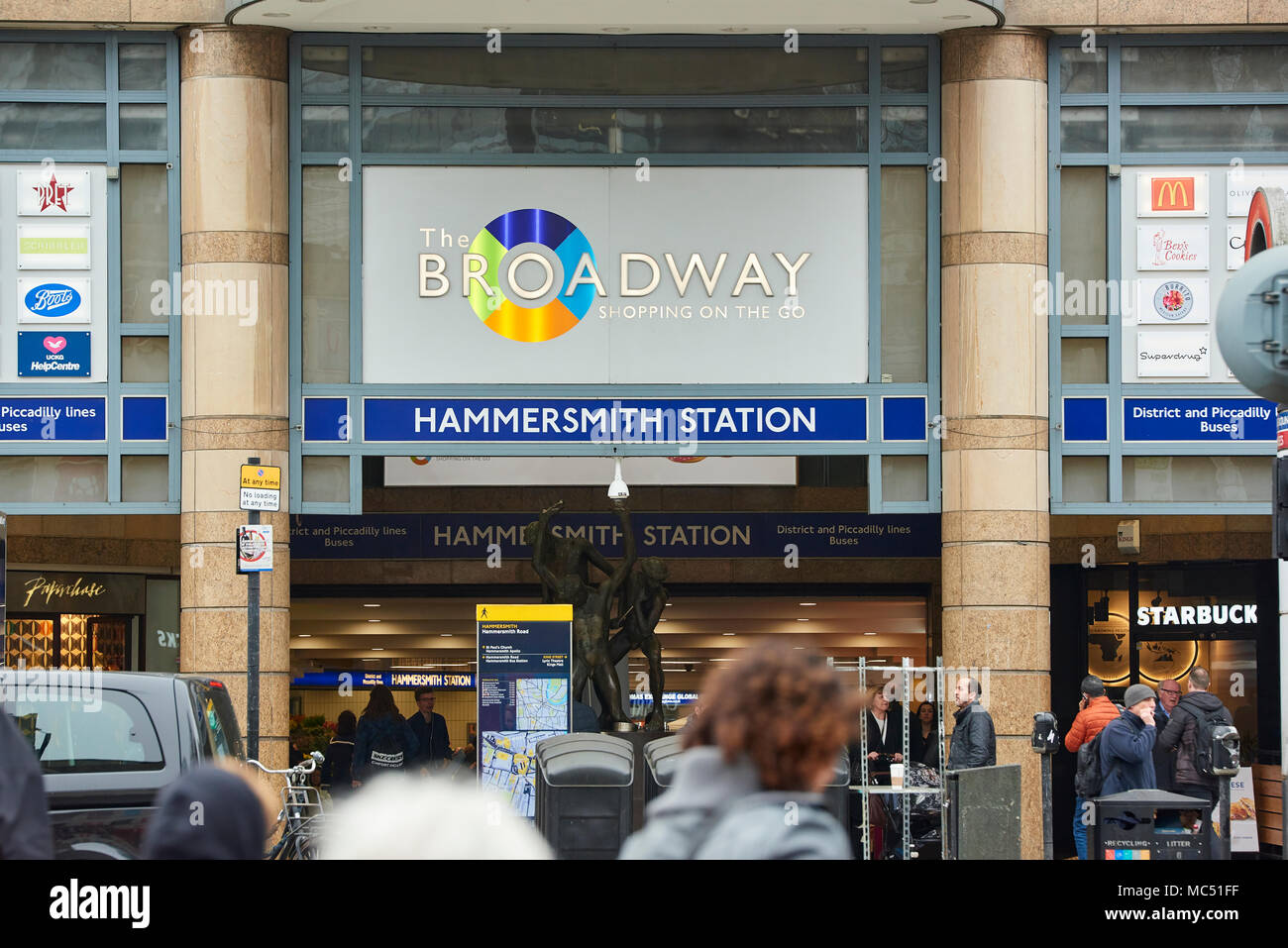Entrance to Broadway Shopping Centre, where one of the access points to Hammersmith Station is