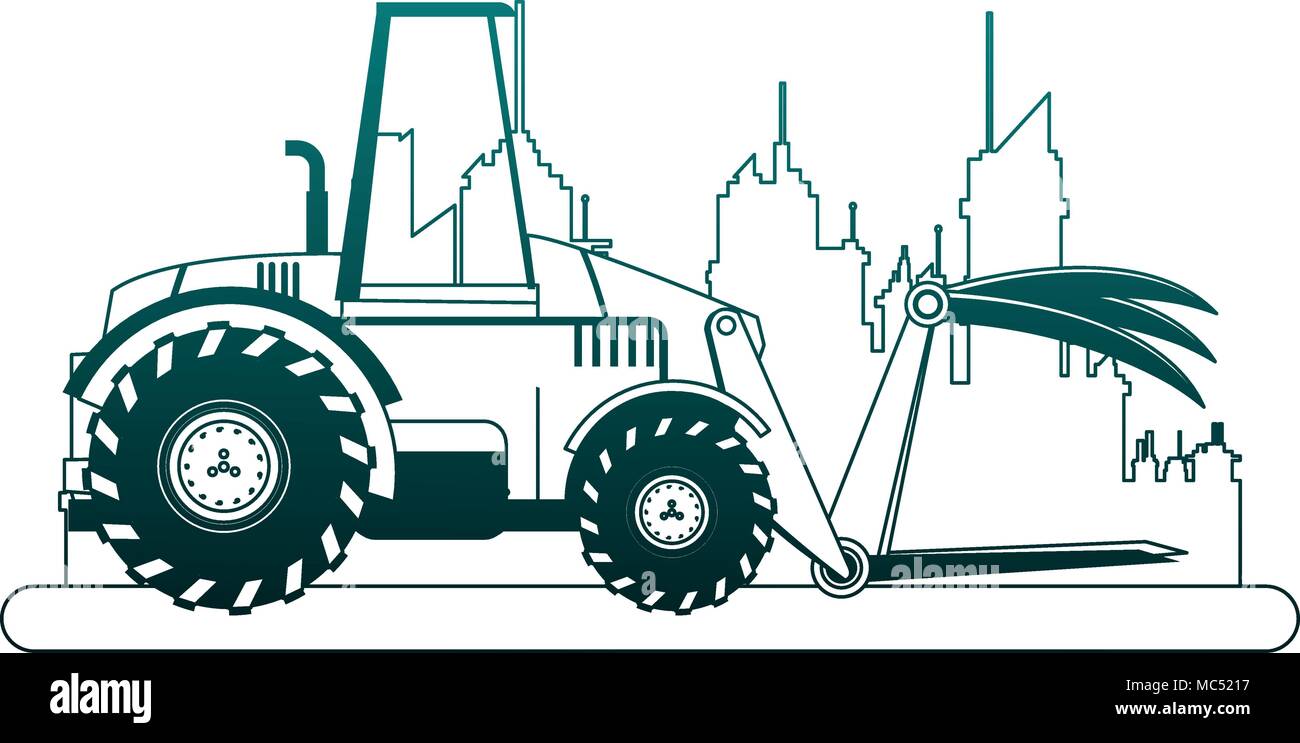 Farm tractor vehicle at city on blue lines Stock Vector Image & Art - Alamy