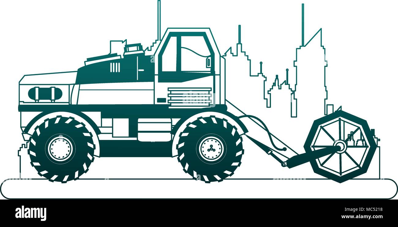 Farm tractor vehicle at city on blue lines Stock Vector Image & Art - Alamy