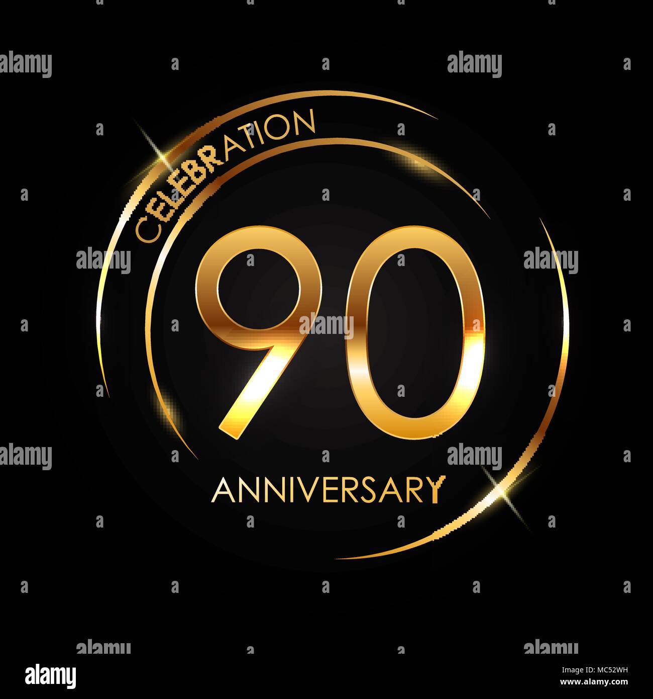 Template 90 Years Anniversary Vector Illustration Stock Vector Image