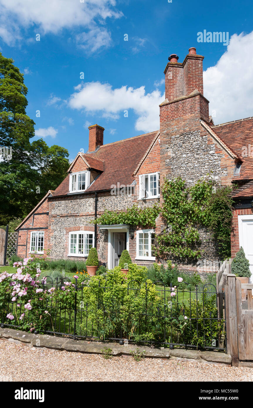 Period flint cottage and garden, Hambleden, Buckinghamshire, England ...