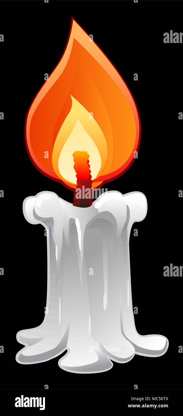 Cartoon candle fire, vector illustration, vertical, isolated Stock Vector