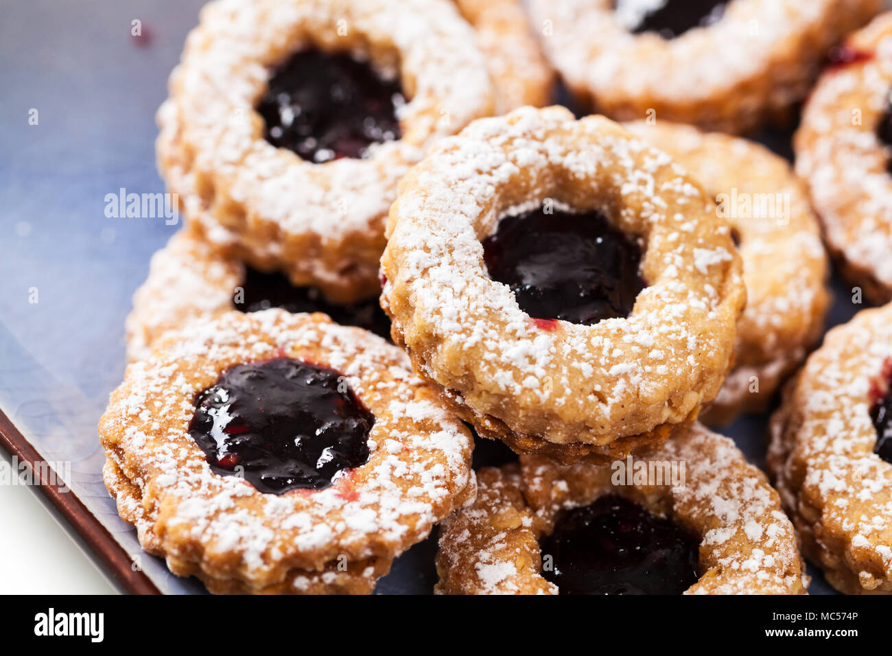 Shortbread Cookies With Jam Or Jelly Centers Stock Photo Alamy