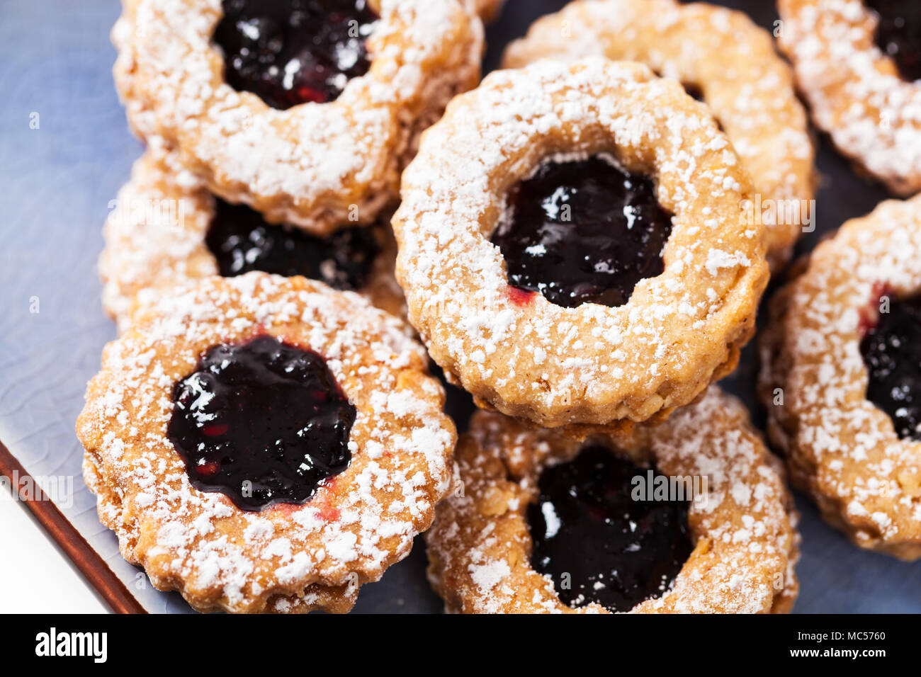 Shortbread Cookies With Jam Or Jelly Centers Stock Photo Alamy