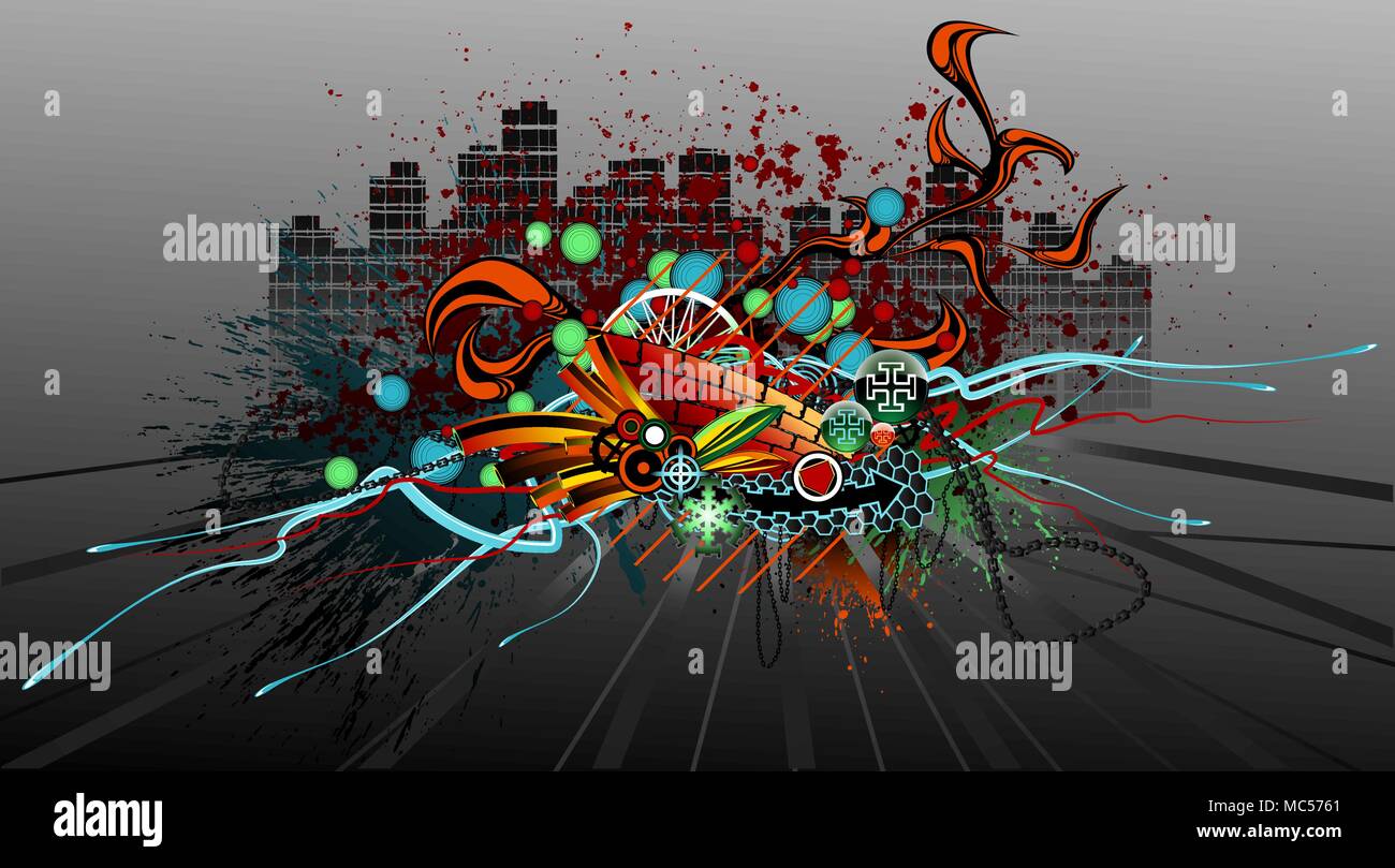 Grunge Graffiti Design Artwork Wall Background Horizontal Stock Vector Image Art Alamy