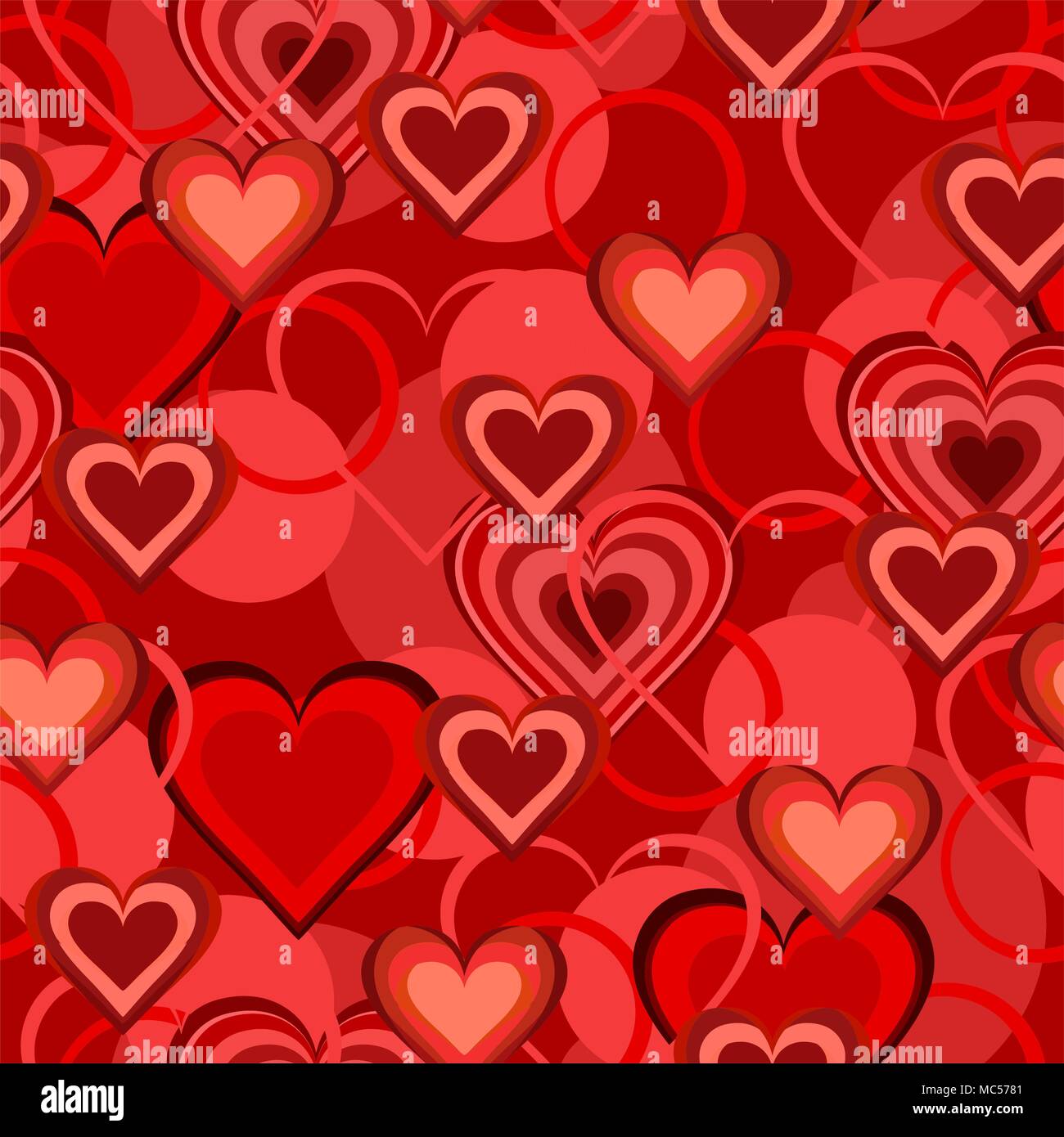 Valentine hearts abstract, seamless tile vector texture pattern Stock Vector