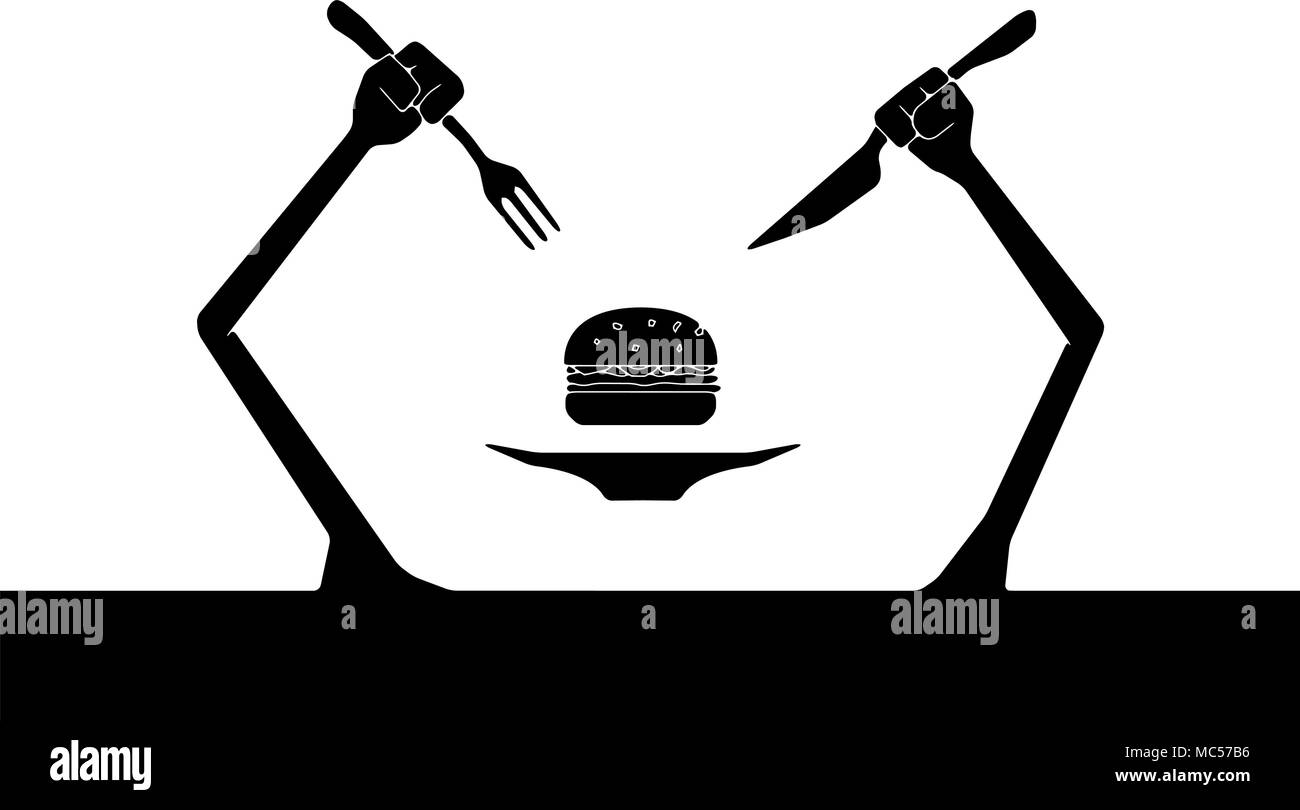 Abstract meal theme vector illustration, black and white Stock Vector