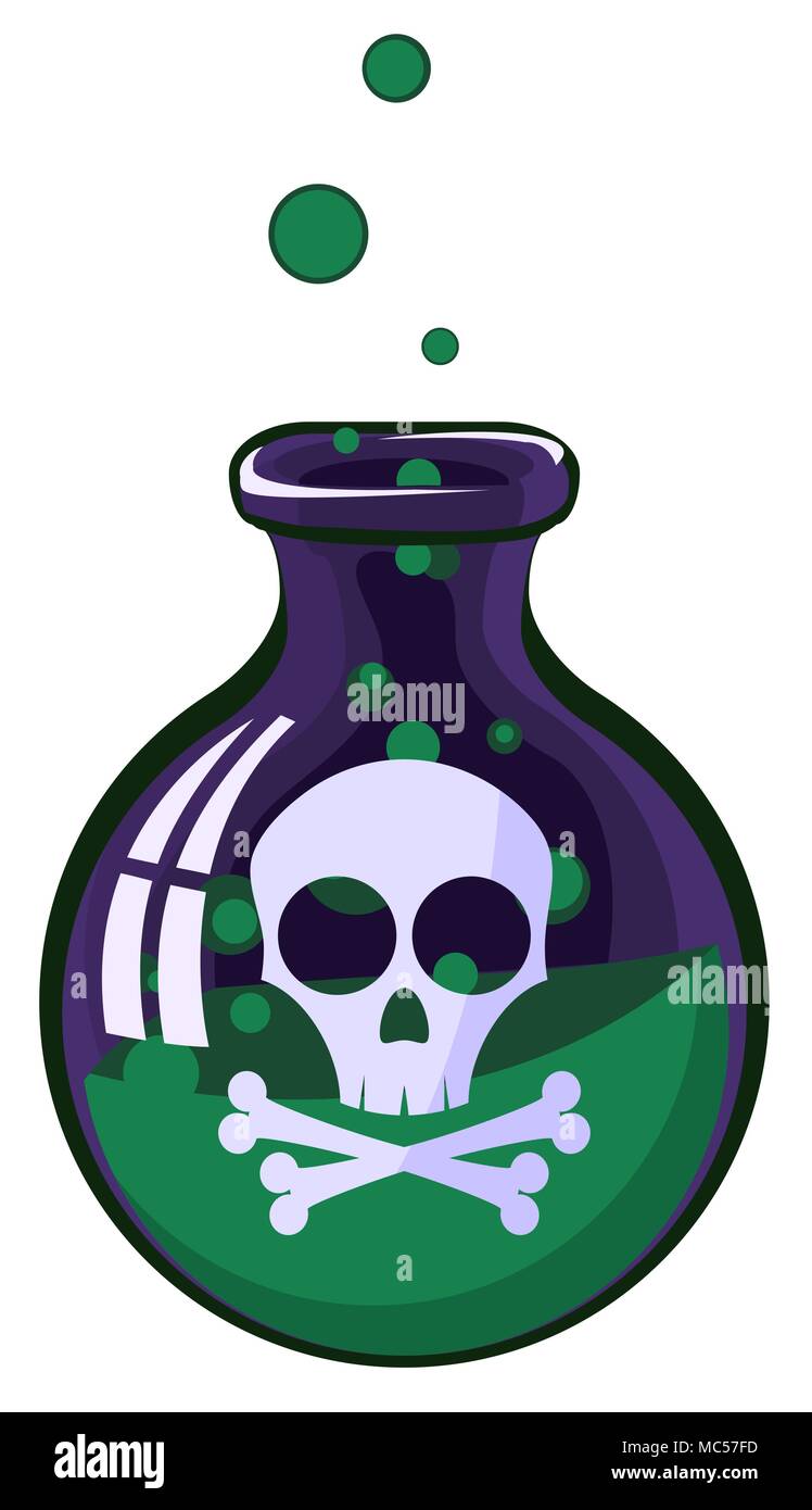 Cartoon poison jar, vector illustration, vertical, isolated Stock Vector