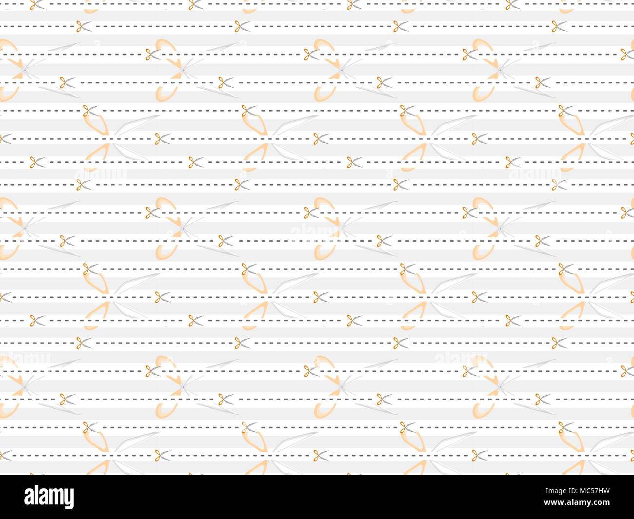 Scissors dotted line tile wallpaper pattern, vector illustration Stock Vector