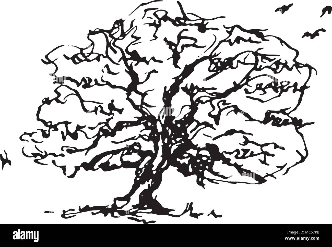 Tree vector ink design, over white, isolated Stock Vector Image & Art ...