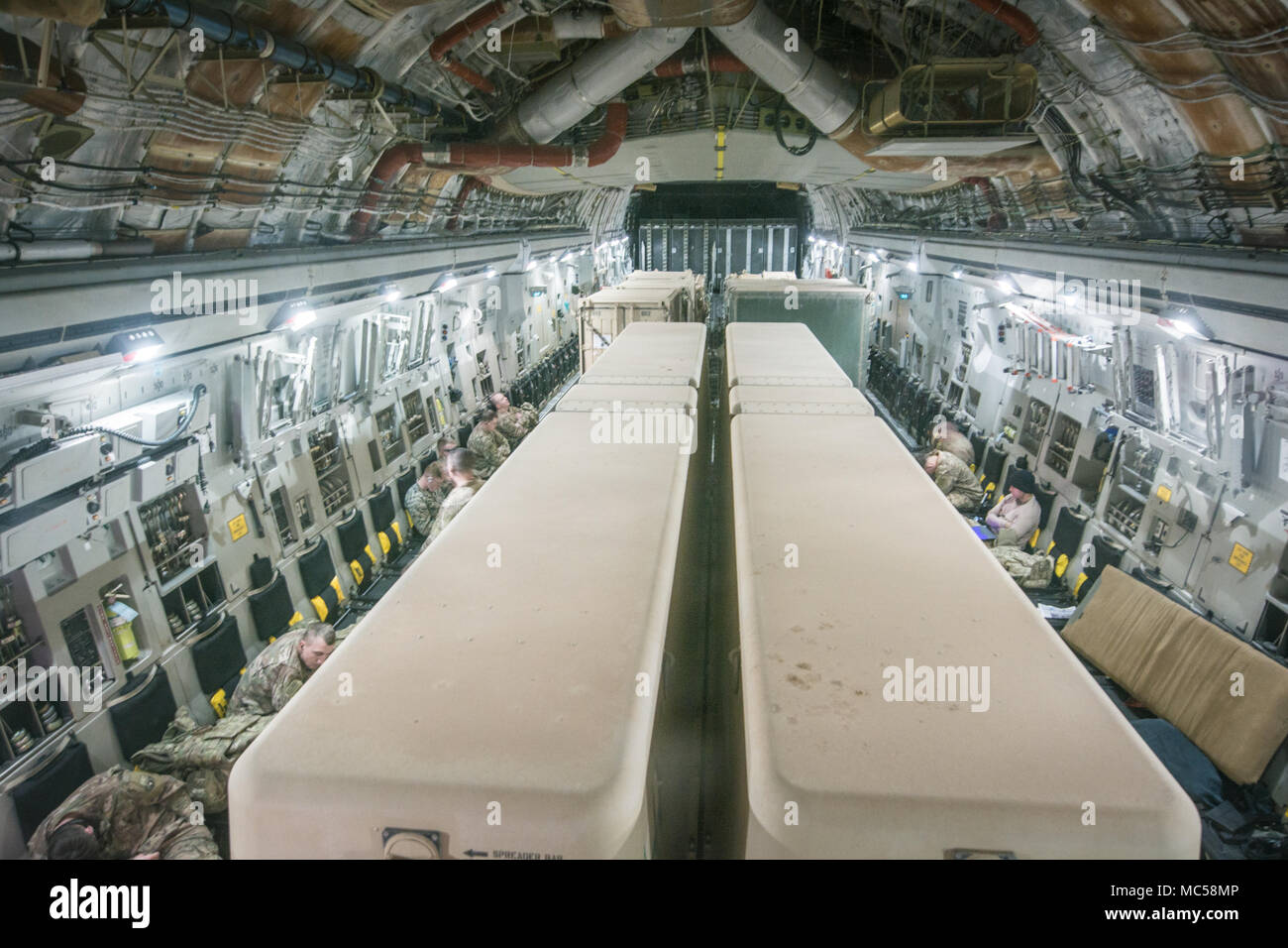 U.S. troops and equipment are transported between forward operating
