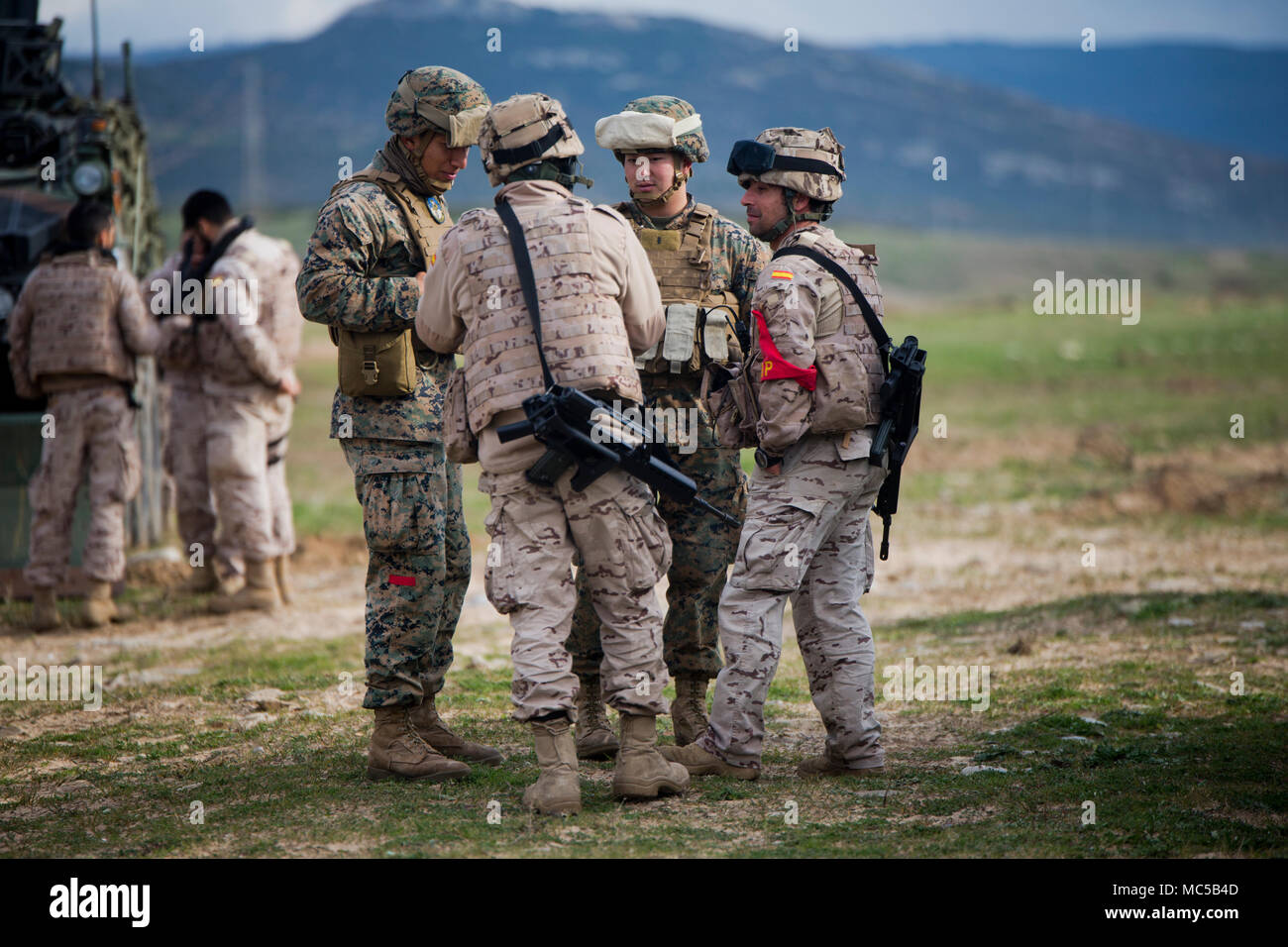 Spanish Marines instruct U.S. Marine landing support specialists with ...