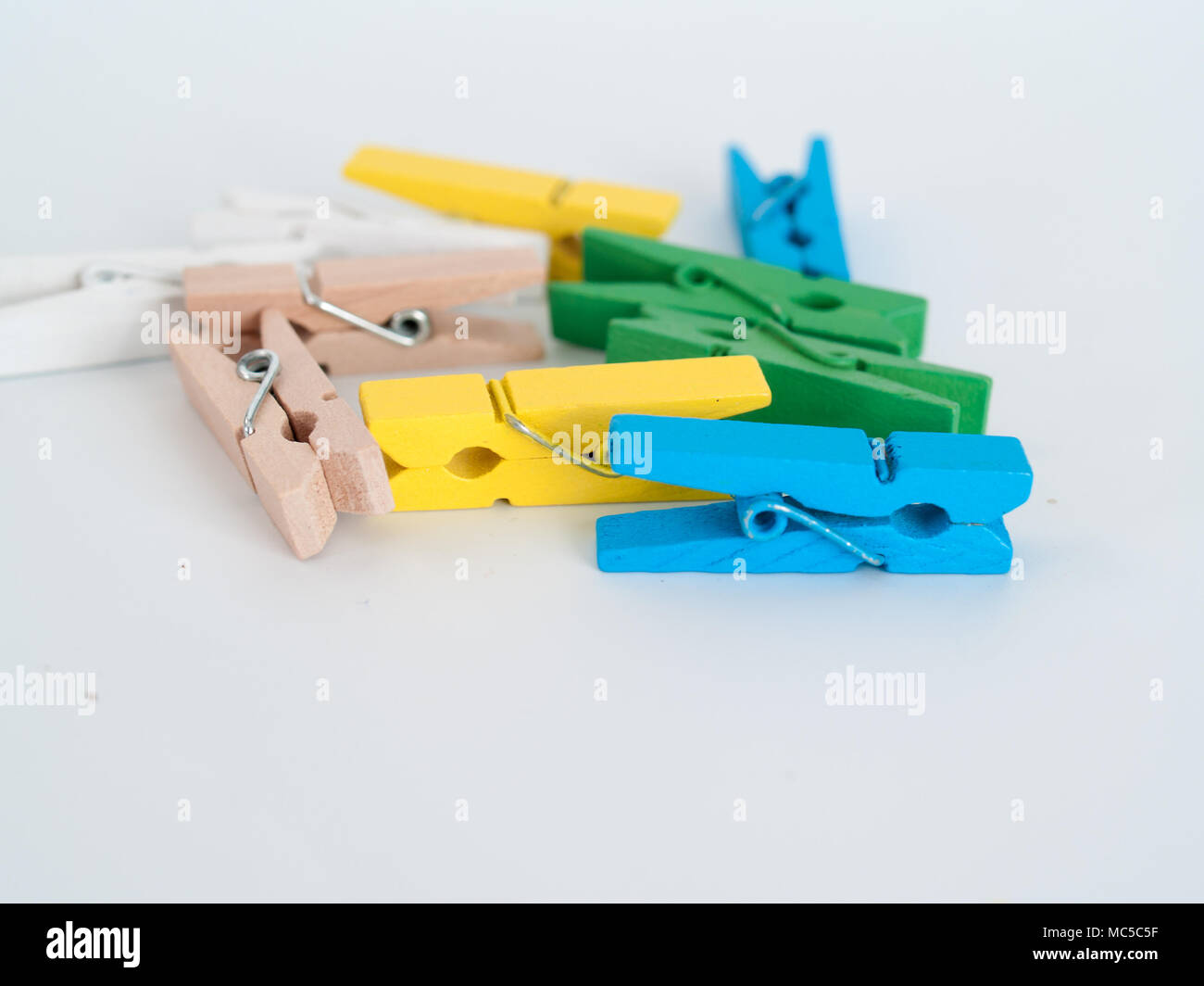 Clothes peg , Put on a white background , Household objects Stock Photo ...