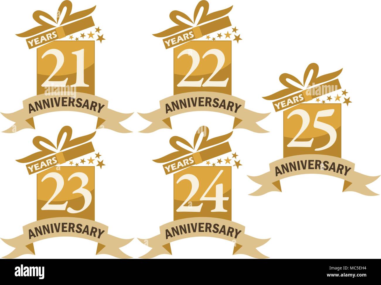 Year Gift Box Ribbon Anniversary Set Stock Vector Image & Art - Alamy