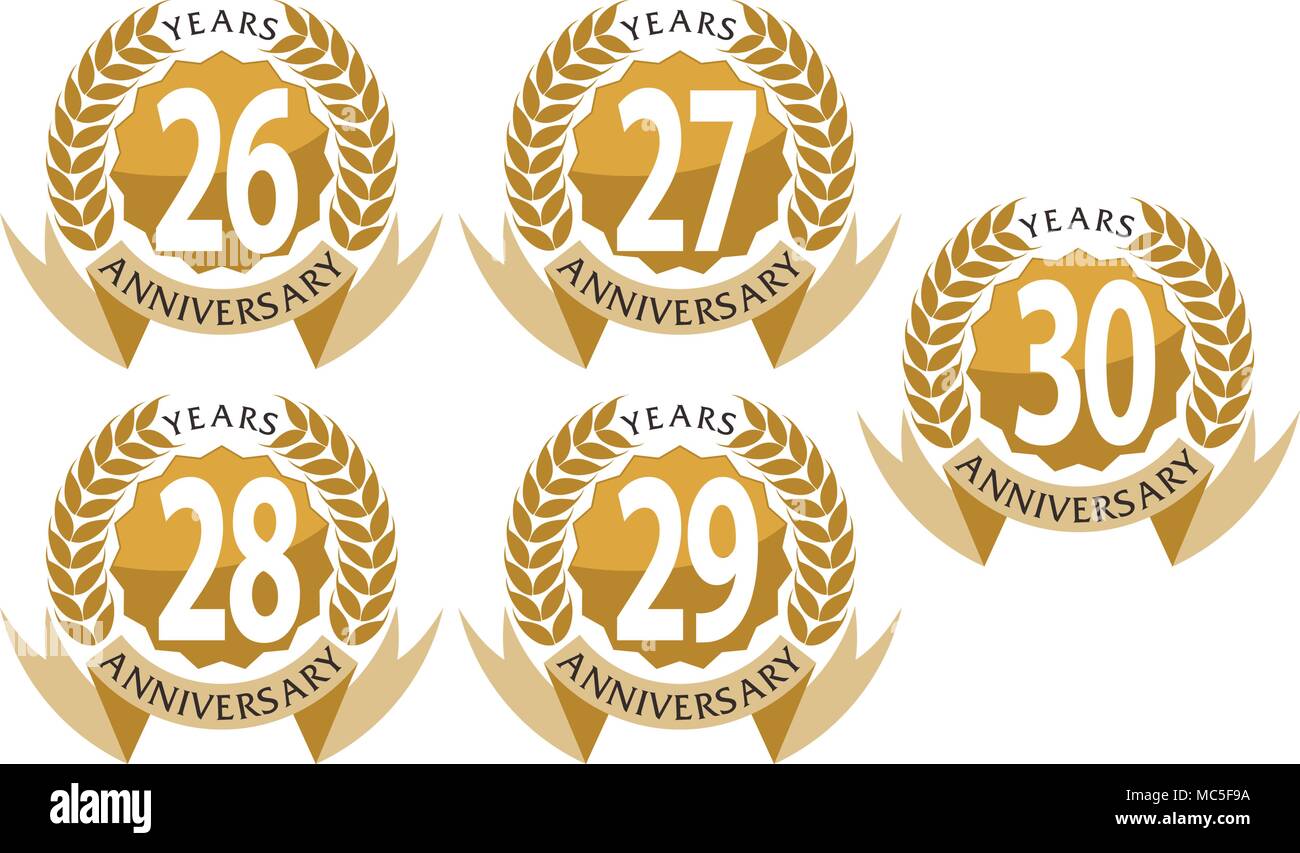 Ribbon Anniversary Leaf Template Set Stock Vector Image & Art - Alamy