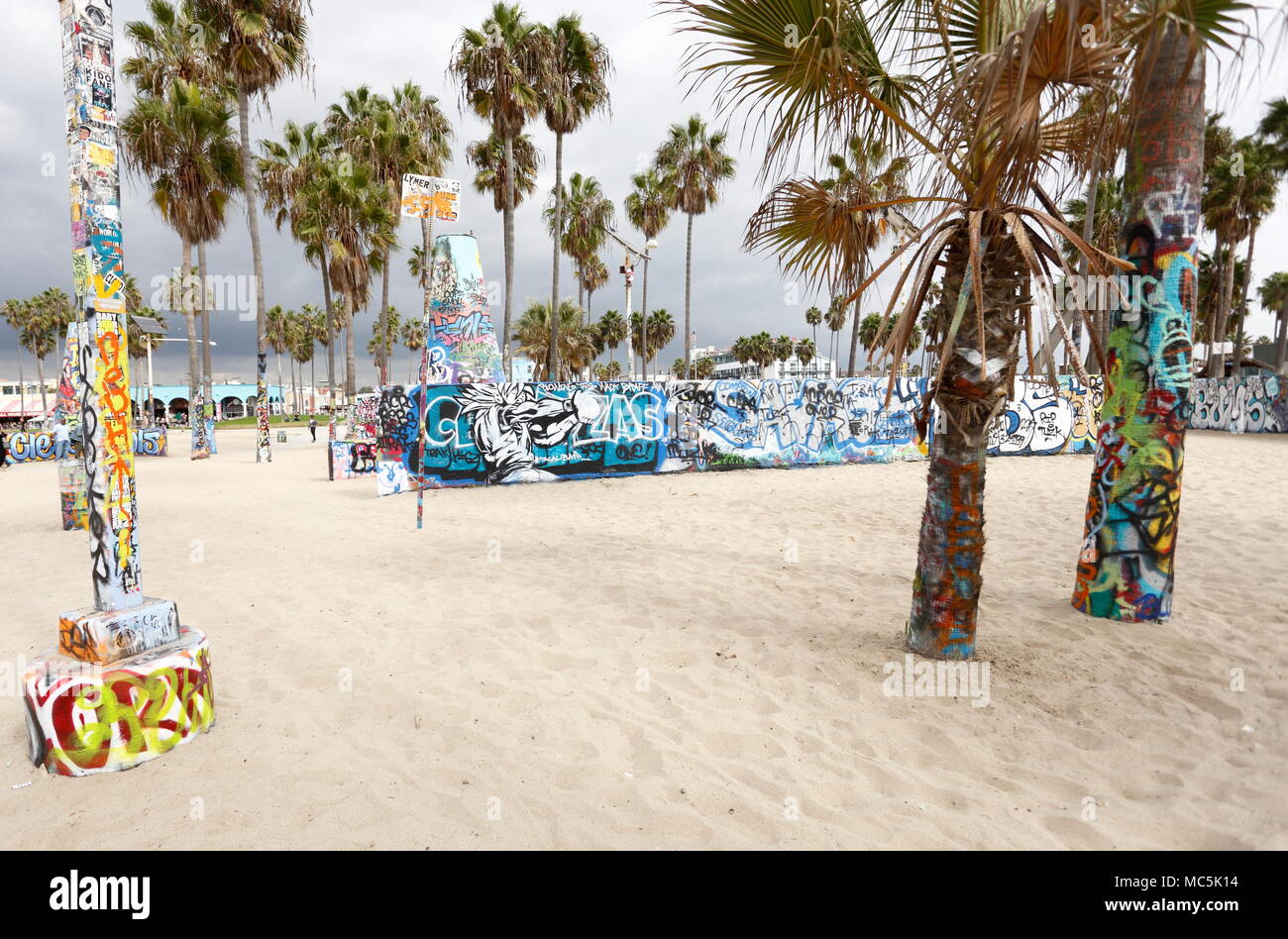 Graffiti and Palm Trees, Venice Beach, Venice CA, USA Stock Photo Alamy