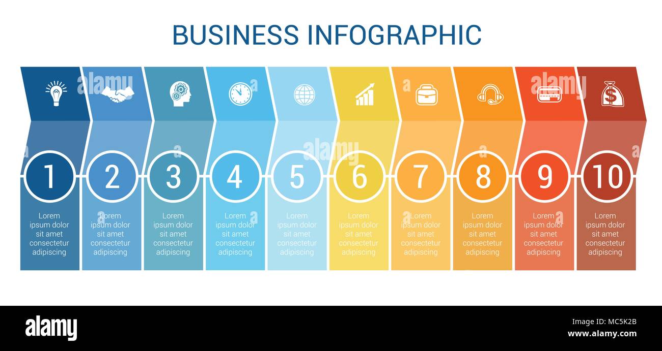 Business Infographic Design For Timeline Ten Position Can Be Used