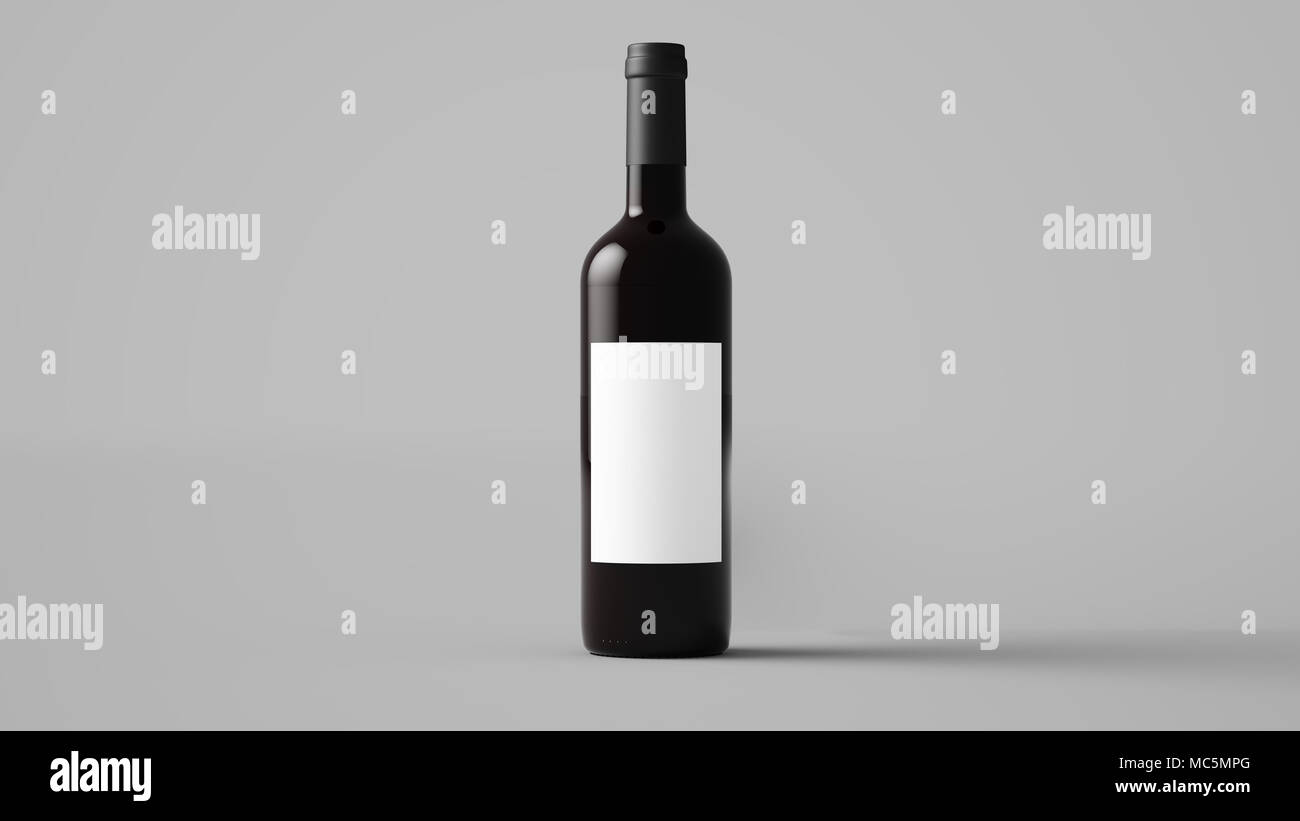 3d rendering of wine bottle with white label mockup Stock Photo Alamy