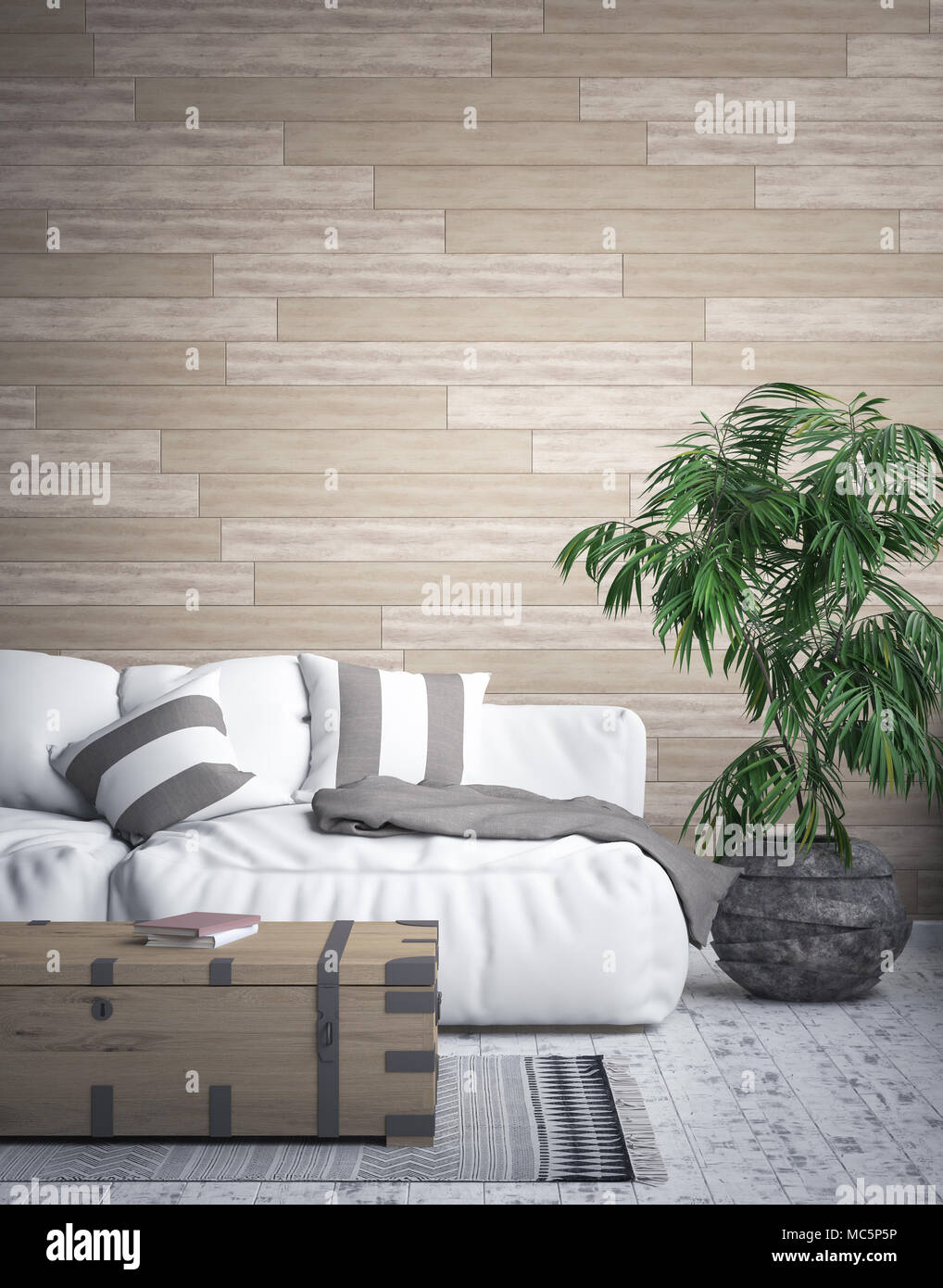Tropical interior background, 3D render Stock Photo