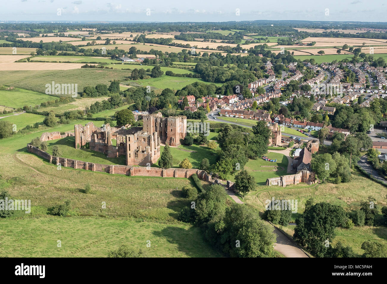Kenilworth Castle Warwickshire Aerial View Stock Photo