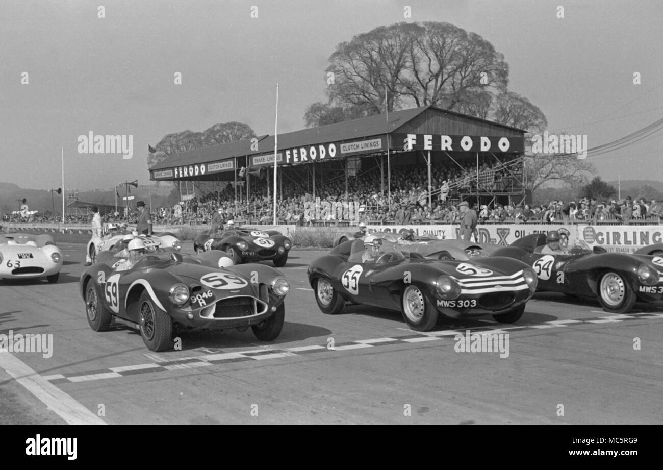 Aston Martin DB3S Stirling Moss, start of Goodwood International Sports