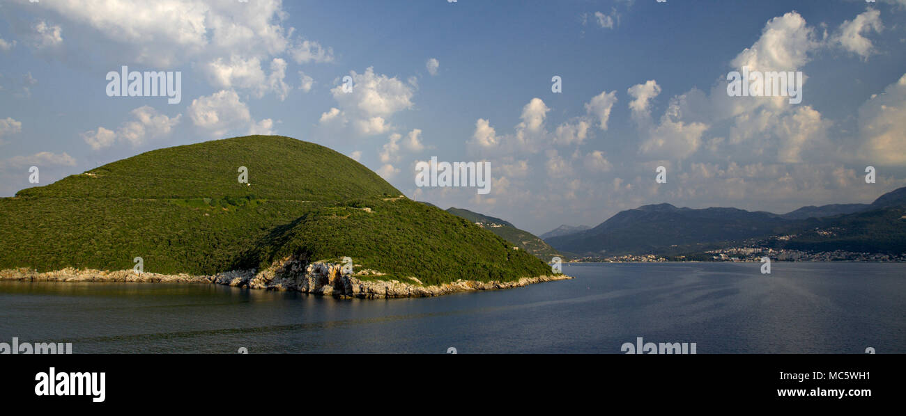 Coastline of the Bay of Kotor on the Adriatic Sea, Montenegro Stock Photo