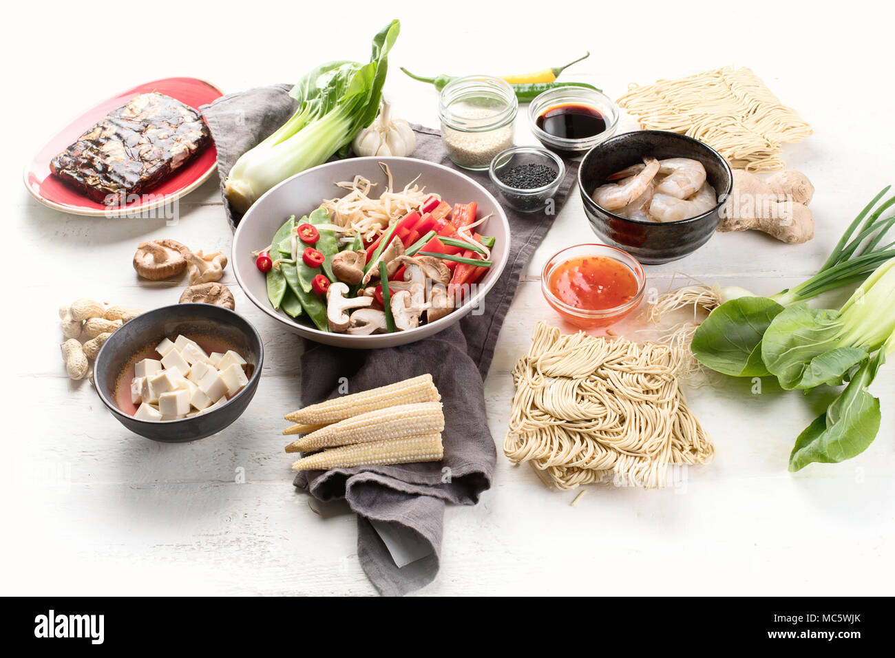 Ingredients ready asian food preparing. Asian cuisine concept Stock