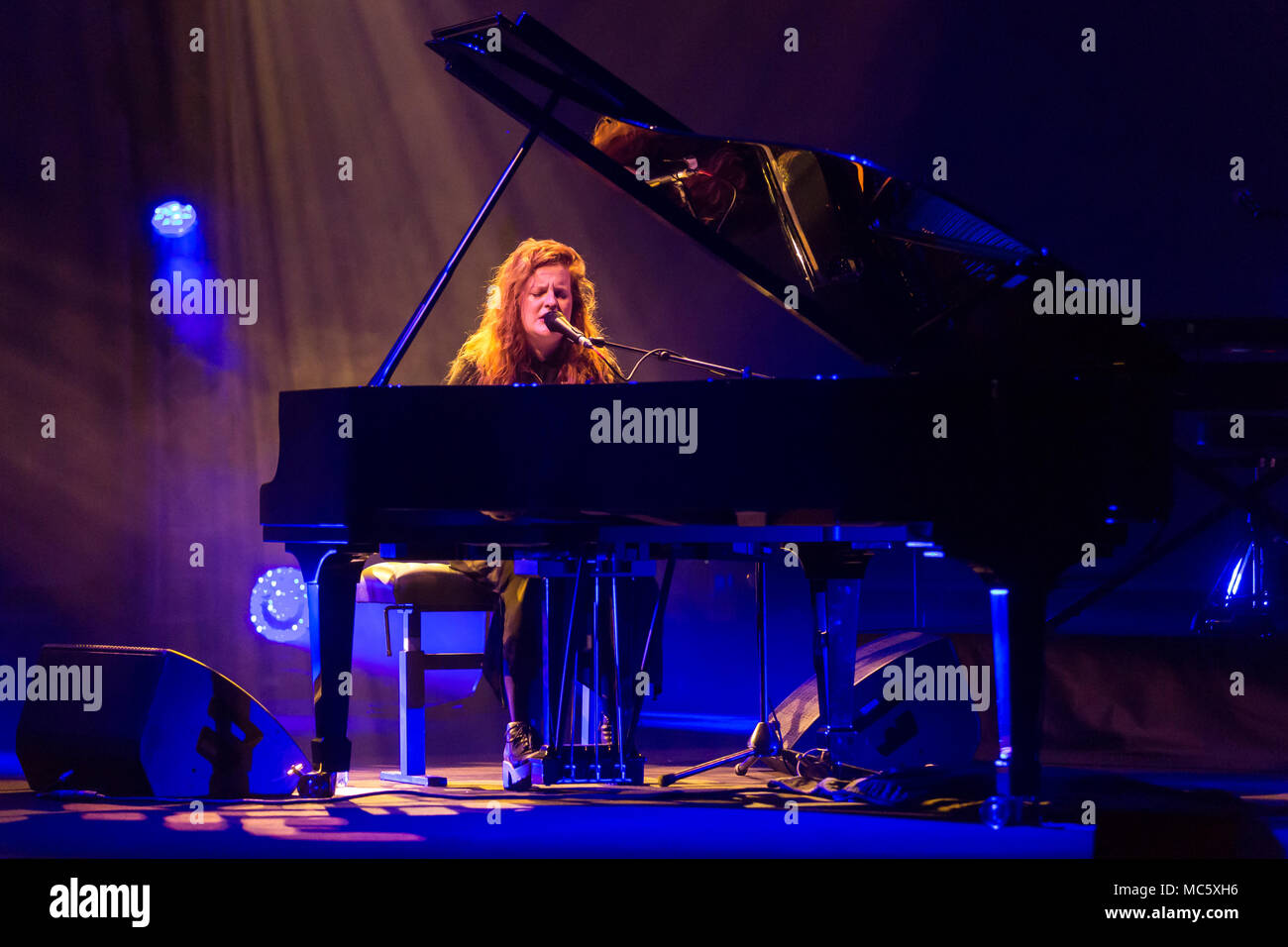 The British singer and songwriter Frances on the concert grand piano live  at the Blue Balls Festival Lucerne, Switzerland Stock Photo - Alamy