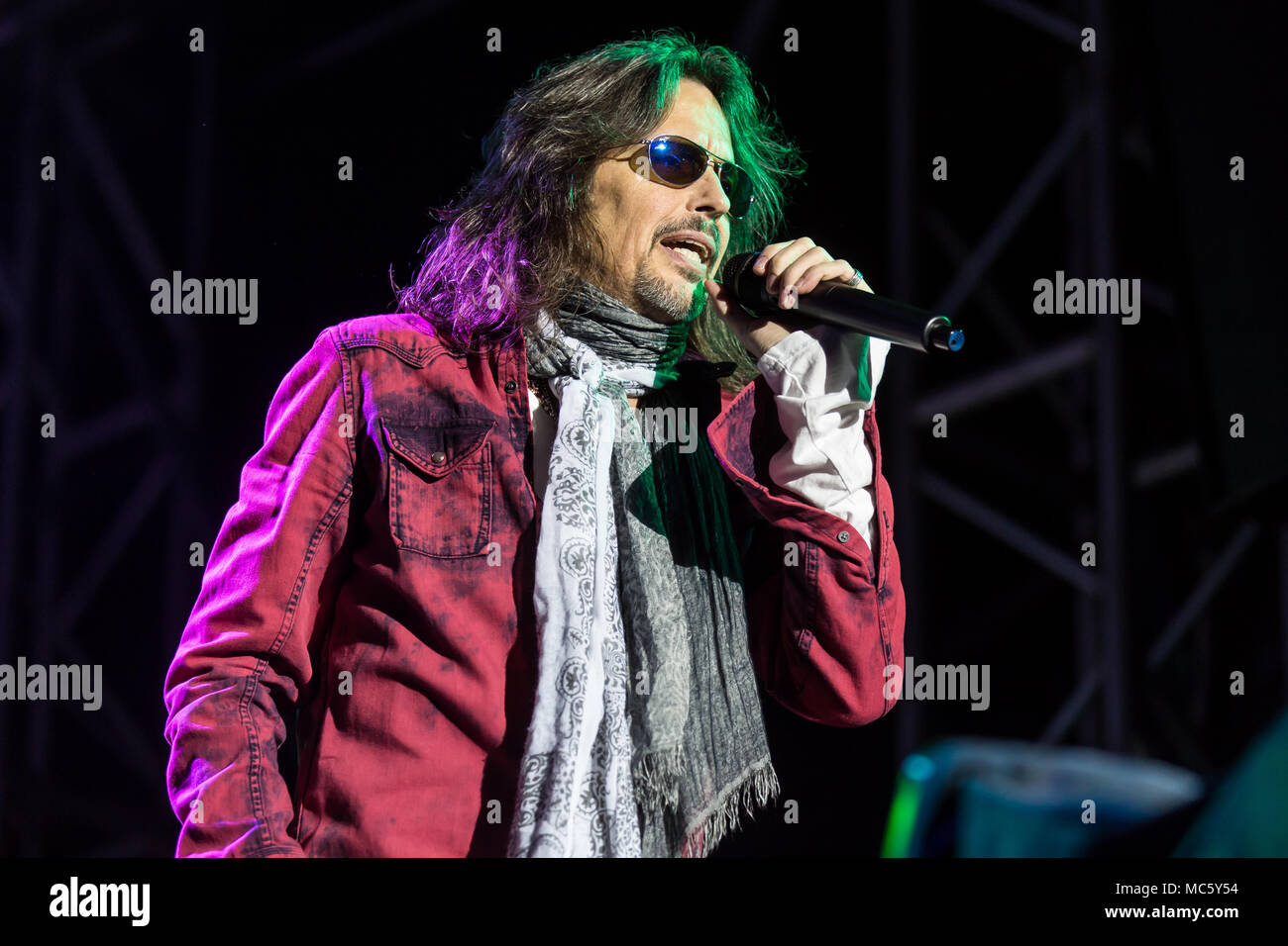 The British-American rock band Foreigner with singer Kelly Hansen live at the Magic Night at the Heitere Zofingen, Aargau Stock Photo
