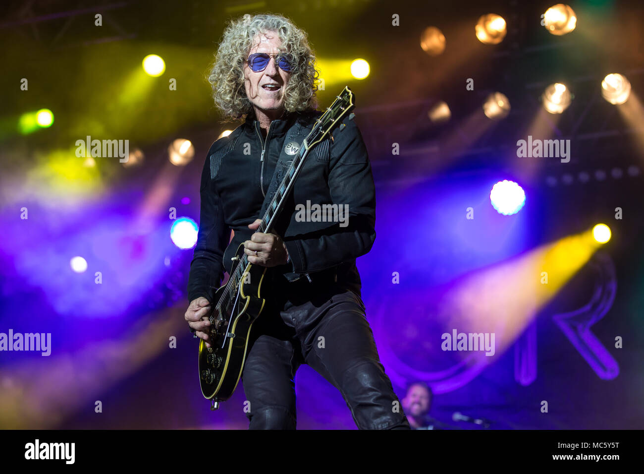 Bruce Watson, guitarist of the British-American rock band Foreigner live at the Magic Night on the Heitere Zofingen, Aargau Stock Photo