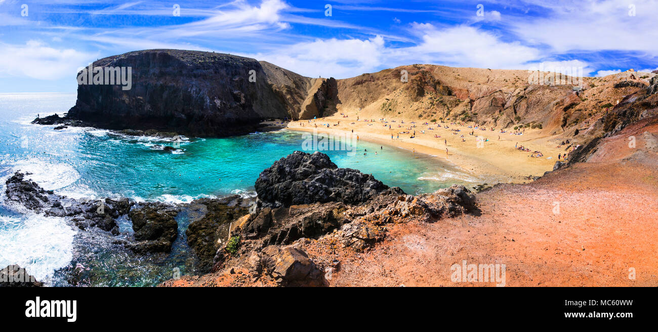 Beautiful Papagayo beach,vulcanic landscape,Lanzarote island,Spain Stock Photo