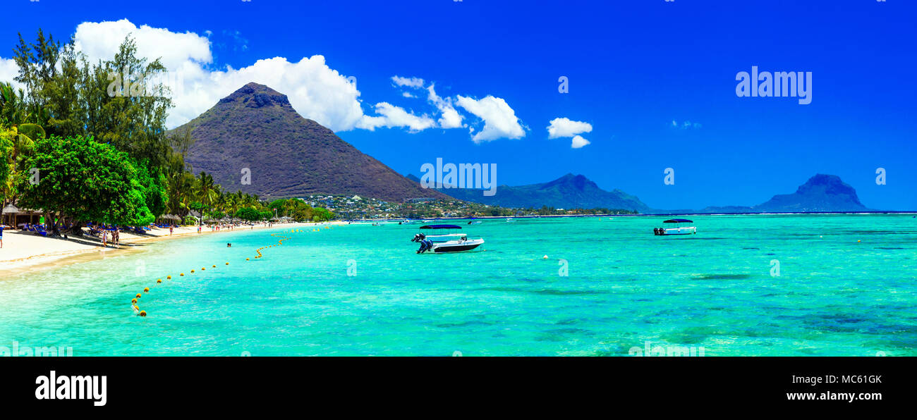 Beautiful Beach Of Mauritius Island Flic En Flac Stock Photo Alamy