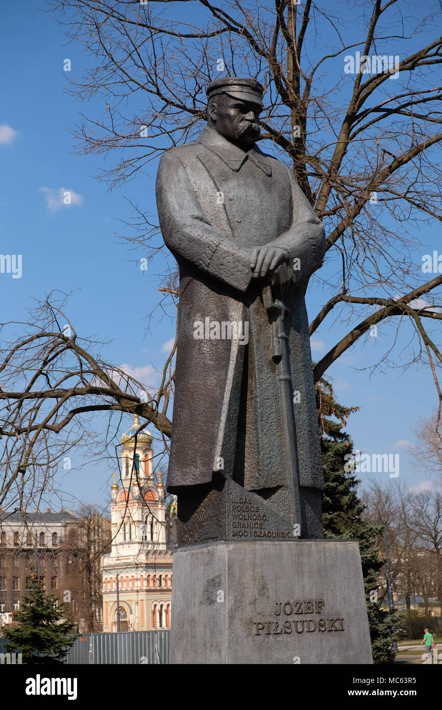 Statue of Marshall Jozef Pilsudski in Lodz Poland Stock Photo