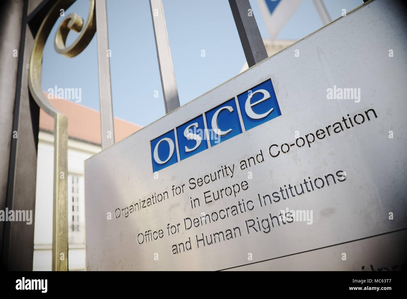 OSCE sign in Warsaw Poland Stock Photo