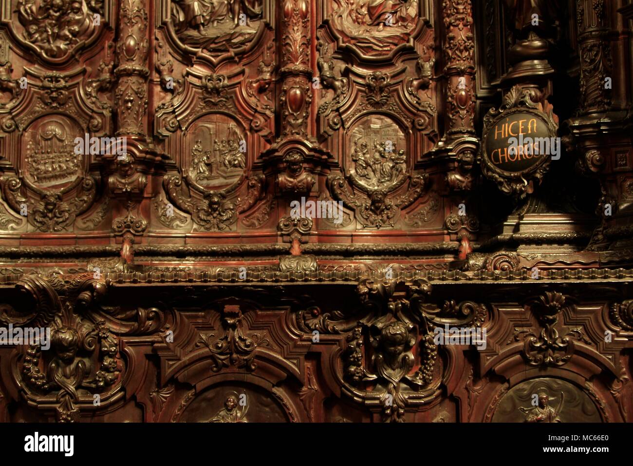 Choir Stall detail, Mosque-Cathedral of Cordoba, Spain Stock Photo