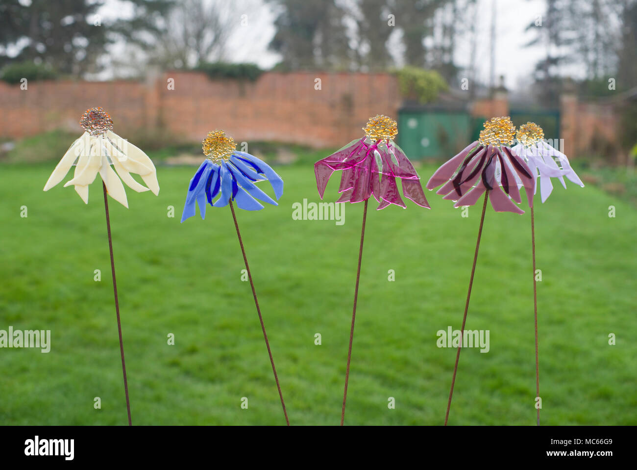 Glass ornamental flowers Stock Photo Alamy