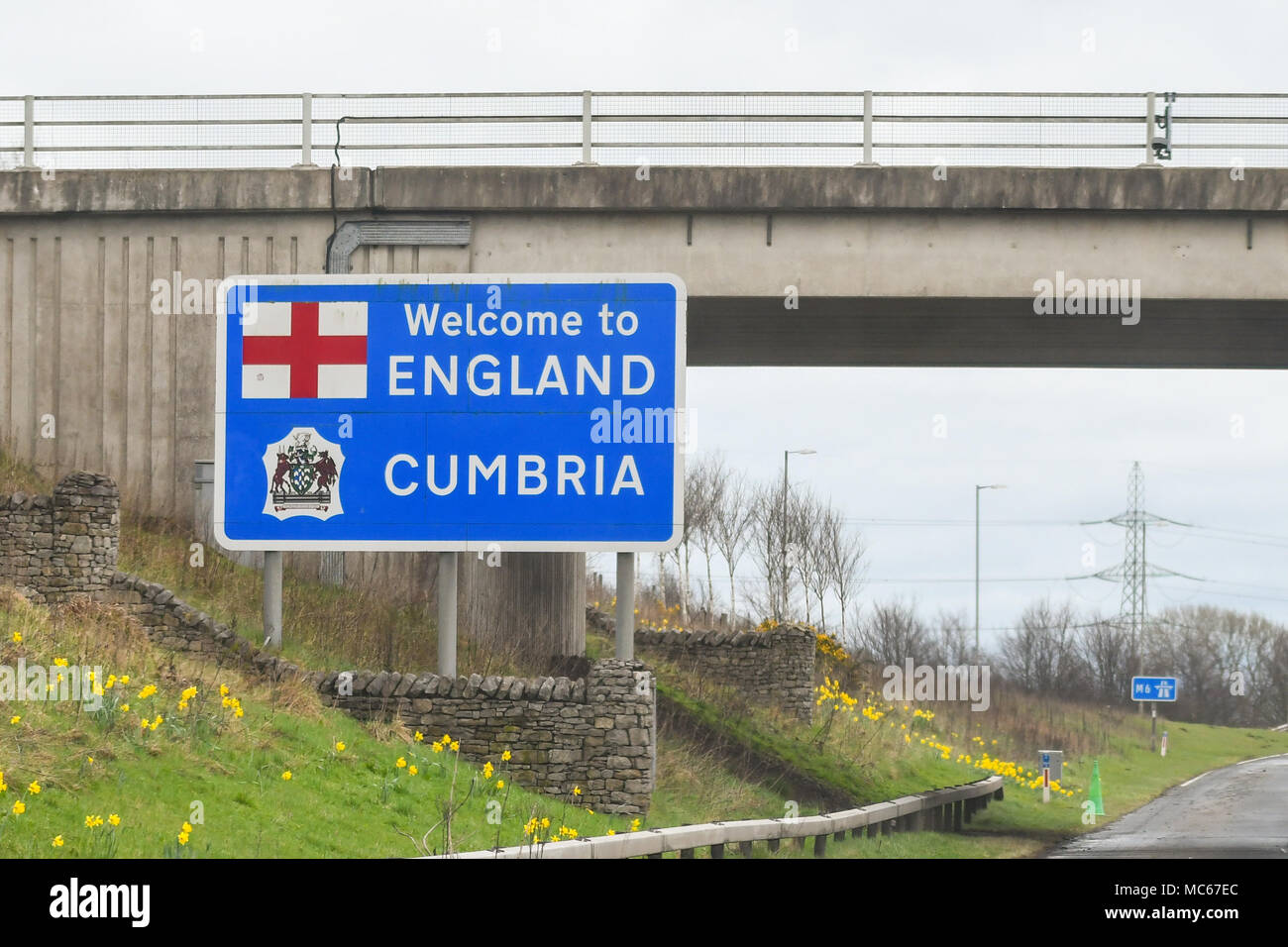 Welcome to England sign on the M6 motorway Stock Photo