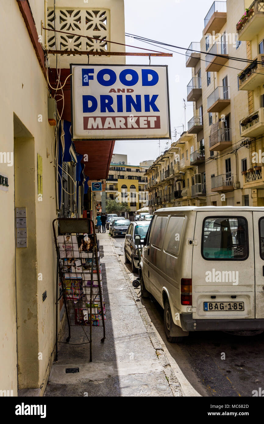 food and drink supermarket, Triq Efesu, St Pauls, Malta, Europe, Stock Photo