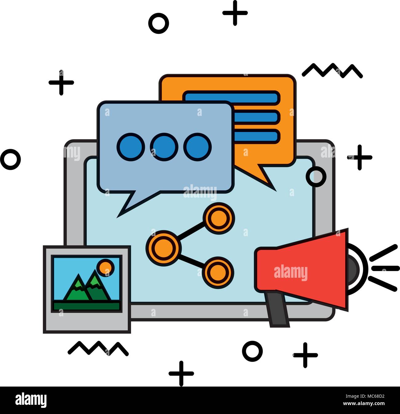 social media mobile comment marketing and photos Stock Vector Image ...