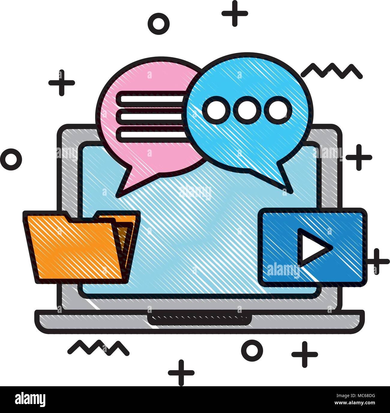 laptop speech bubble comment folder social media Stock Vector Image ...