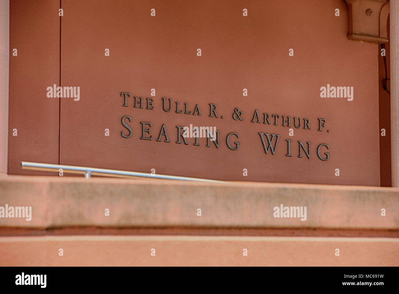 The Ulla R and Arthur F Searing Wing wall sign at the Ringling Museum of Art in Sarasota FL, USA Stock Photo