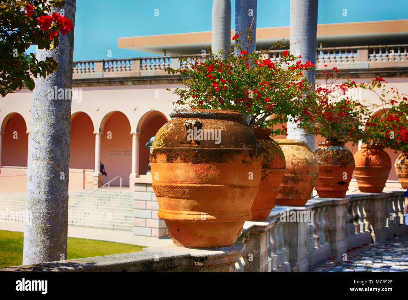 Large Terracotta pots in the garden at the Ringling Museum of Art in