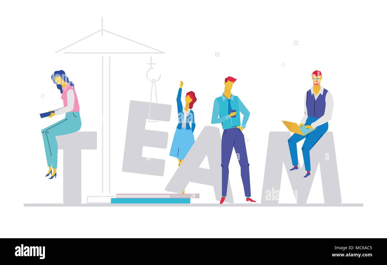 Team - flat design style colorful illustration Stock Vector Image & Art ...