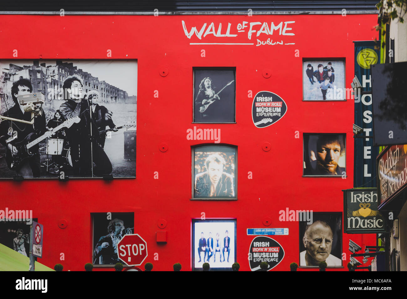 DUBLIN, IRELAND April 12th, 2018 Wall of Fame in Dublin Temple Bar